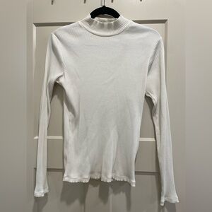 Uniqlo Women’s Cream Ribbed Long Sleeve Top